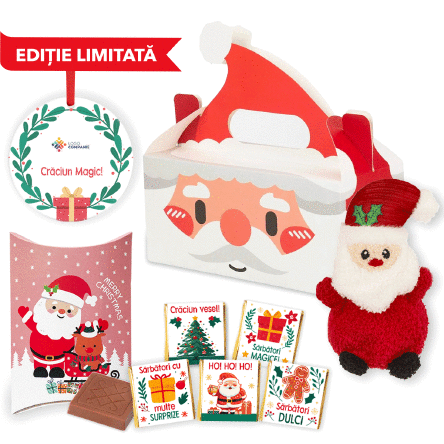 Set cadou cu ornament rotund personalizat - Moș Crăciun