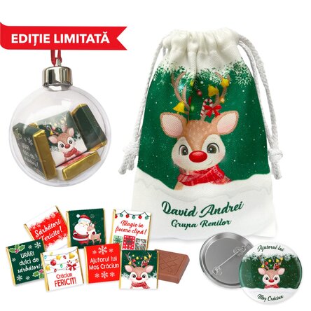 Set cadou cu săculeț mic personalizat - Ren