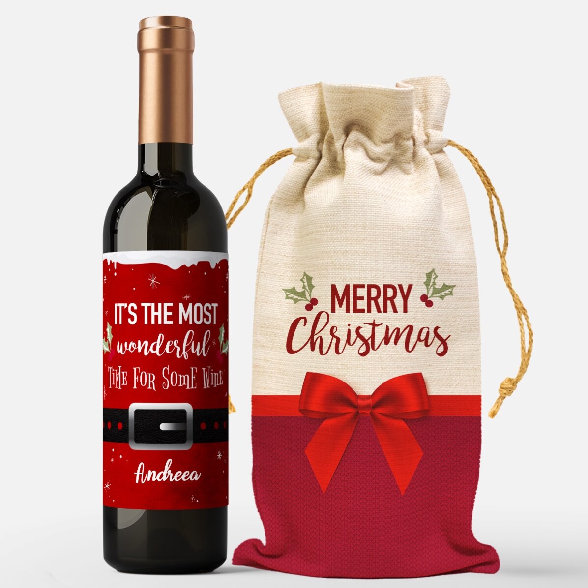 Set cadou cu vin personalizat - Wonderful time