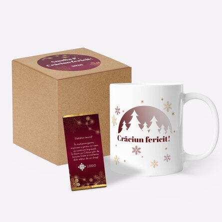 Set cadou de Crăciun personalizat cu logo și mesaj - Red Christmas