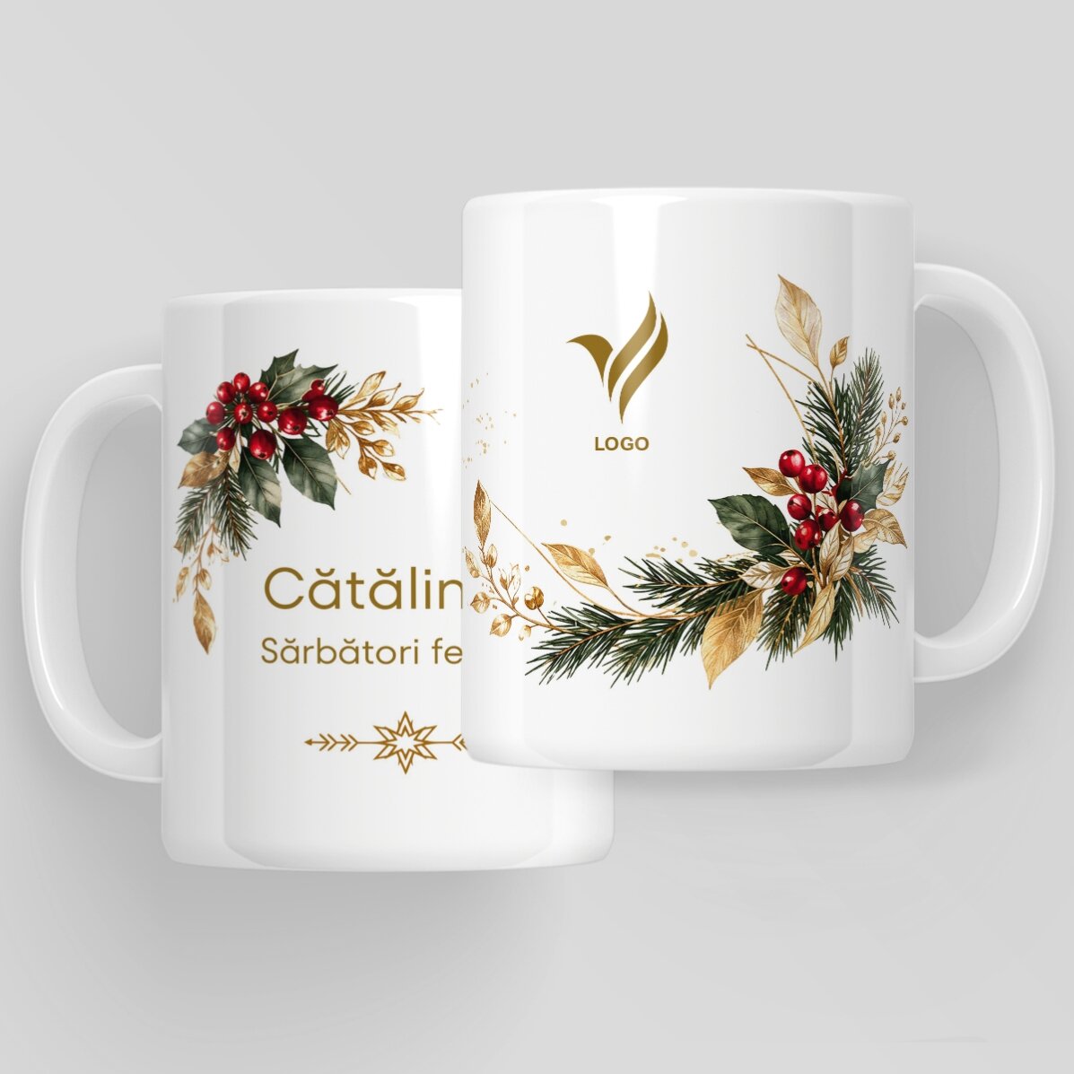 Set cadou de Crăciun personalizat cu logo și text - Festiv