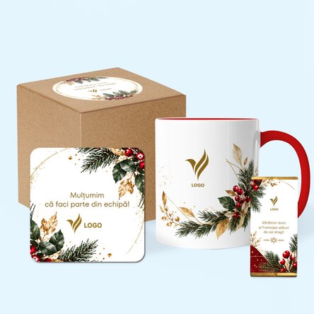 Set cadou de Crăciun personalizate cu logo și text - Festiv