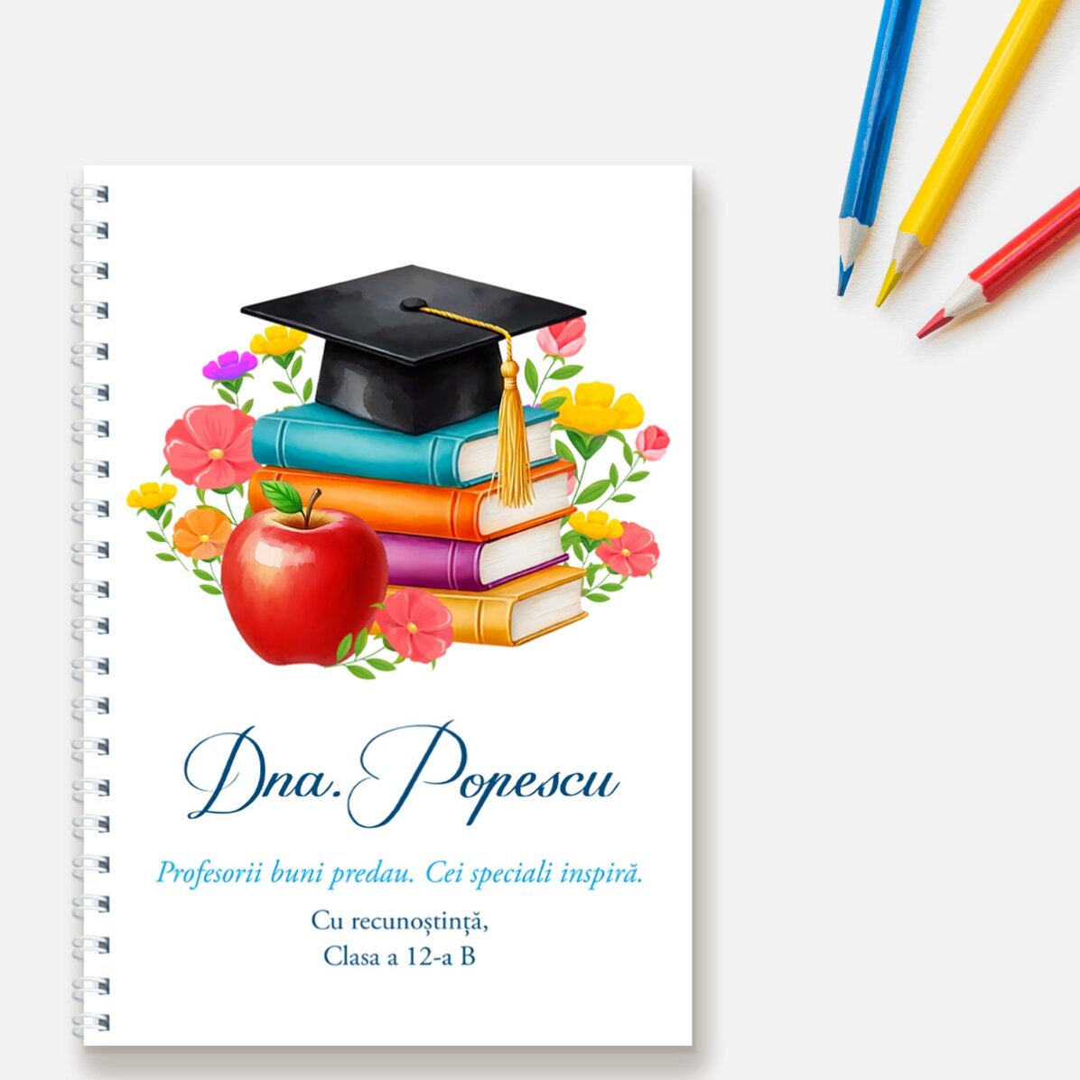 Set cadou pentru profesoare personalizat cu mesaj si logo