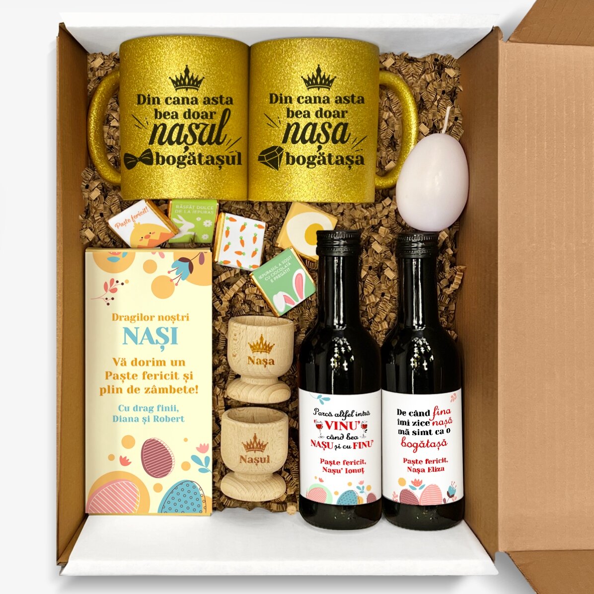 Set cadou personalizat pentru nași - Paște fericit