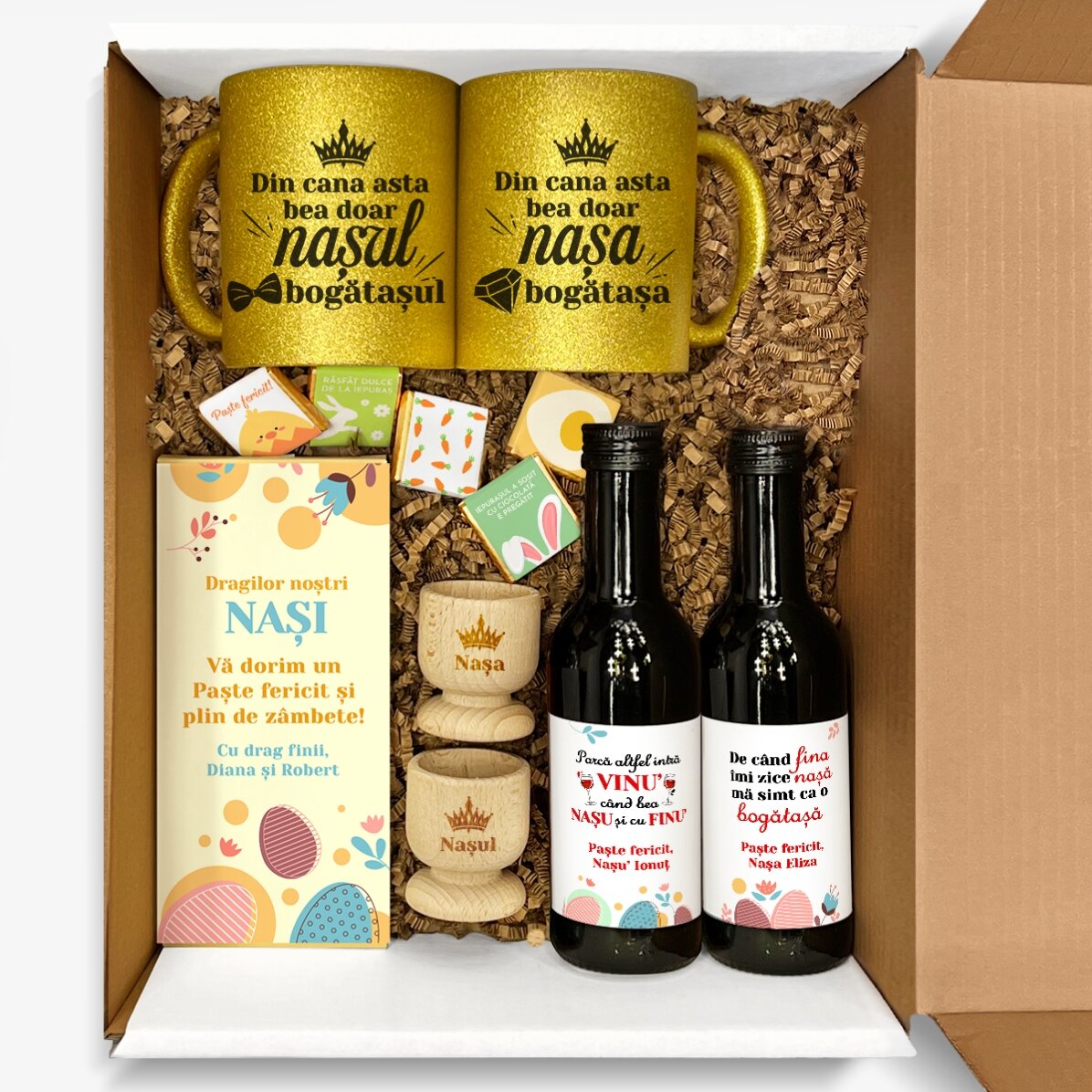 Set cadou personalizat pentru nași - Paște fericit