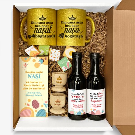 Set cadou personalizat pentru nași - Paște fericit