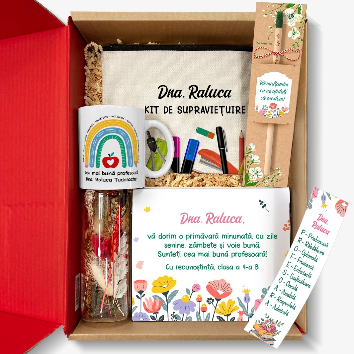 Set cadou personalizat pentru profesoară de 1 și 8 Martie