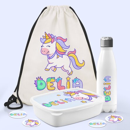 Set personalizat pentru grădiniță sau școală – Unicorn