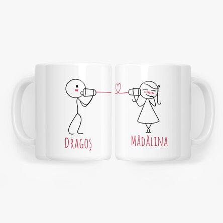 Set căni personalizate cu text - Mesaj secret