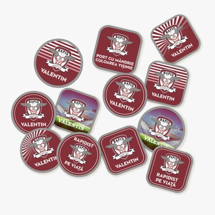 Set de 12 stickere (etichetă autoadezivă) FC Rapid personalizate cu text