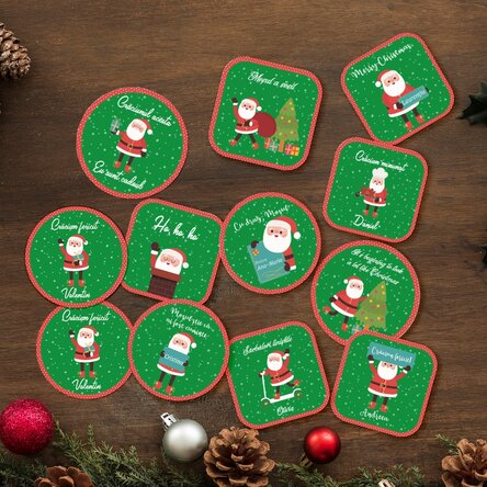Set de 12 stickere (etichetă autoadezivă) personalizate - Moș Crăciun