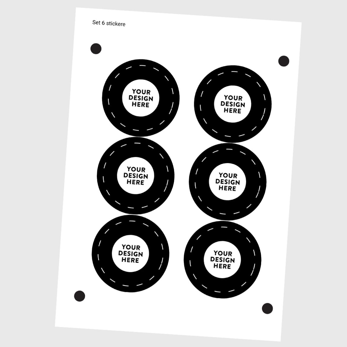 Set de 6 stickere (etichetă autoadezivă) rotunde, diametru 7cm personalizate cu grafica ta