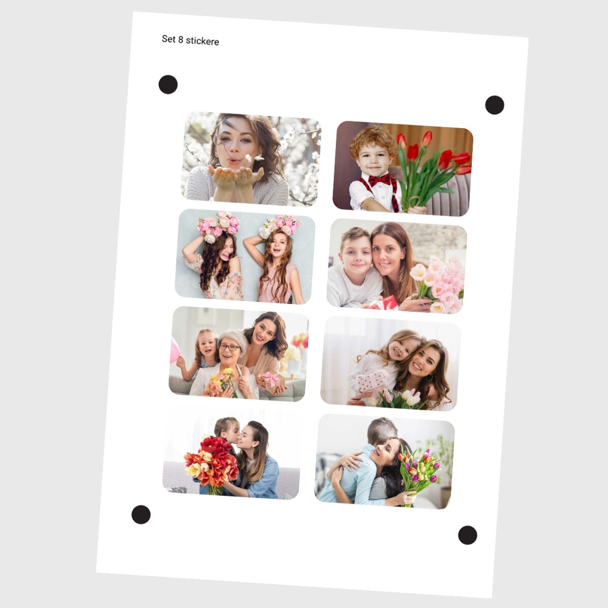 Set de 8 stickere (etichetă autoadezivă) personalizate cu poze