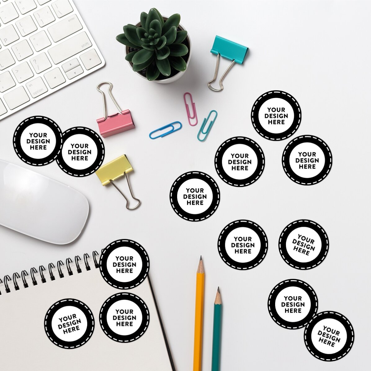 Set de stickere (etichetă autoadezivă) rotunde, diametru 3,5 cm personalizate cu grafica ta