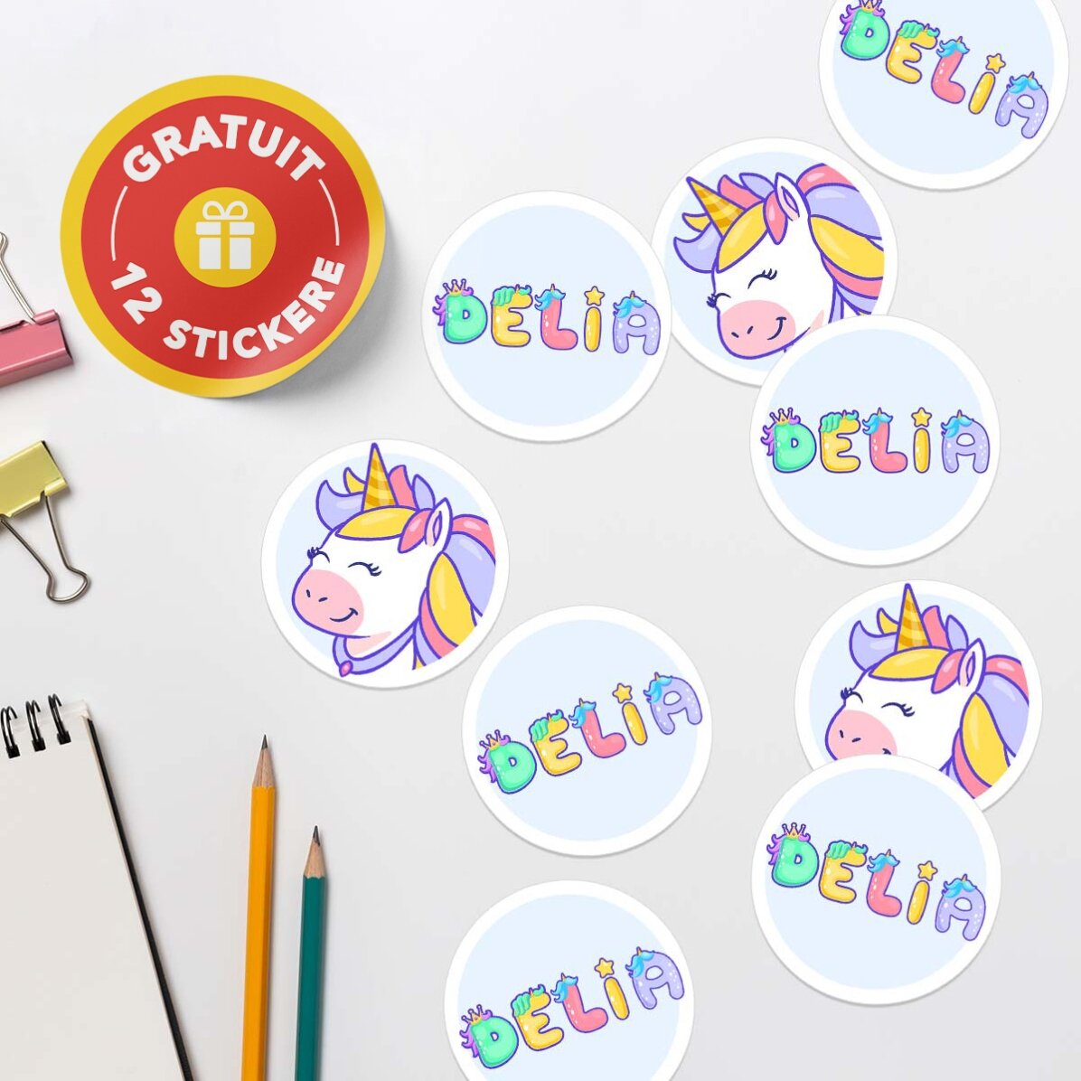 Set personalizat pentru grădiniță sau școală – Unicorn