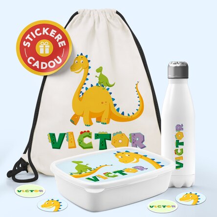 Set personalizat pentru grădiniță sau școală – Dino 