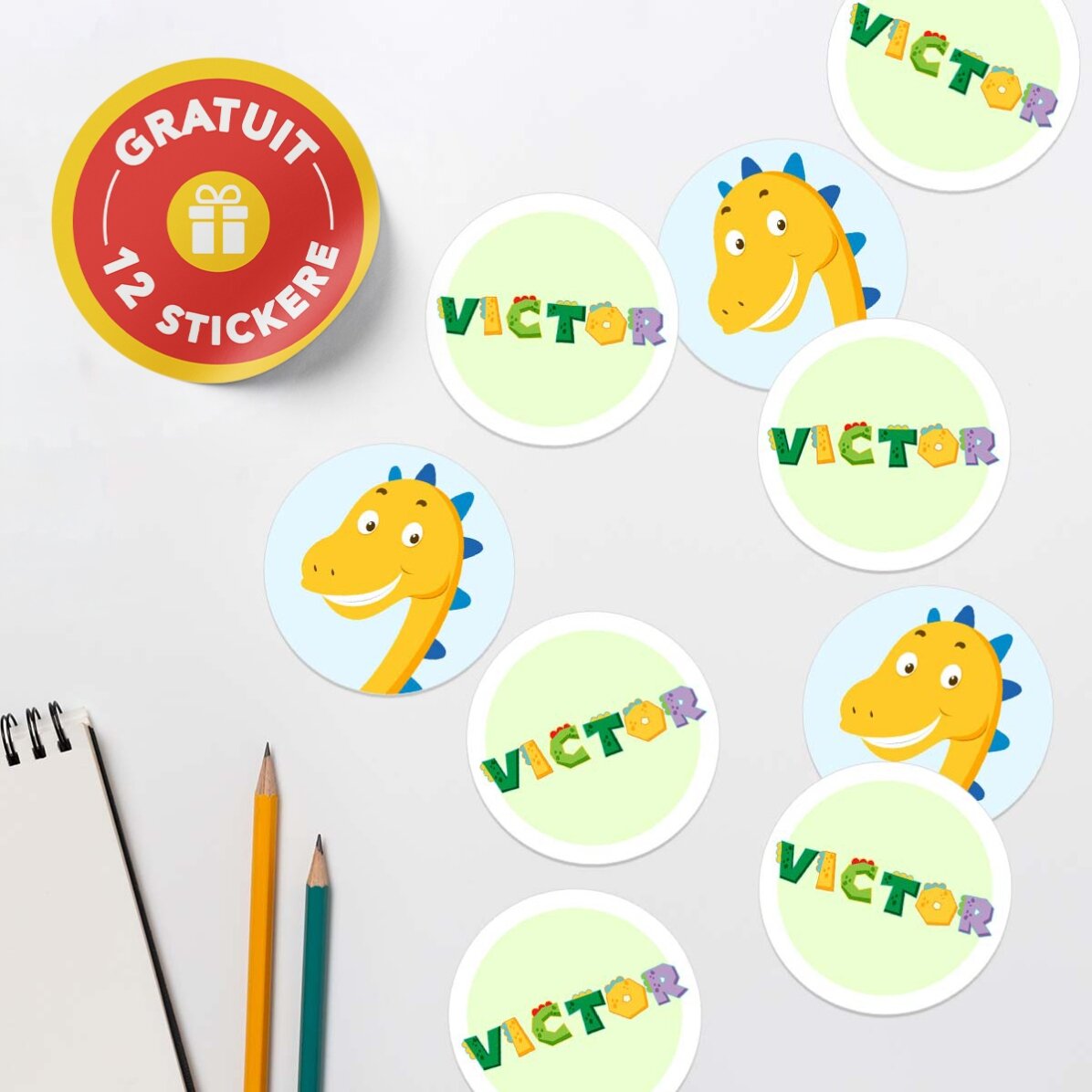 Set personalizat pentru grădiniță sau școală – Dino 
