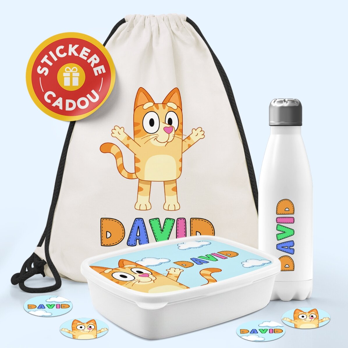 Set personalizat pentru grădiniță sau școală – Personaje din desene