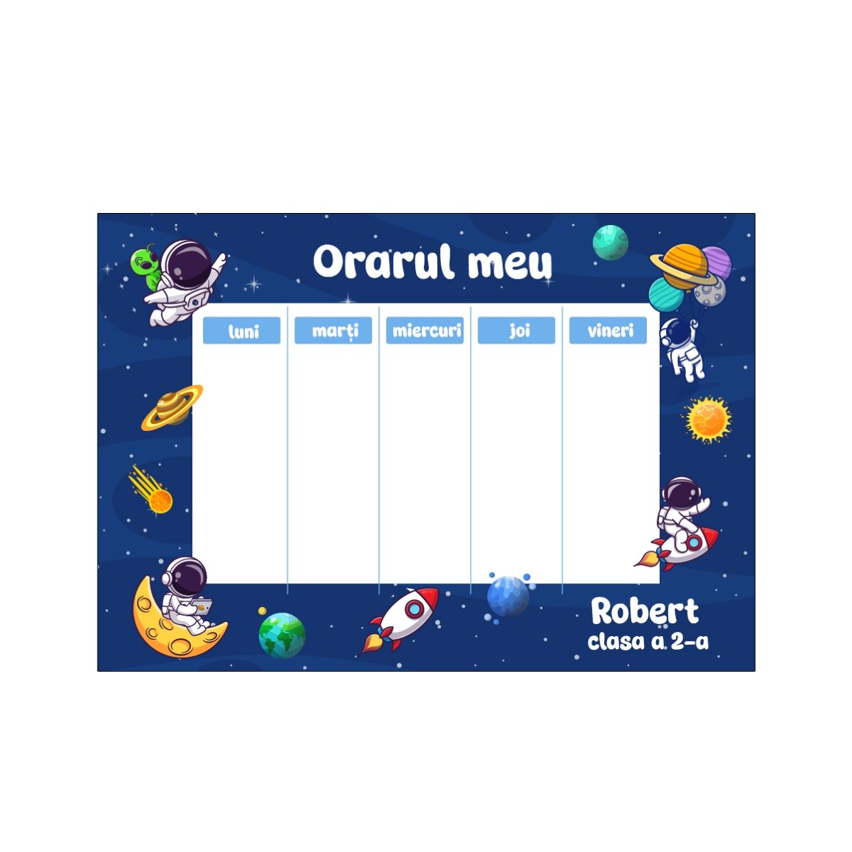 Set personalizat pentru școală – Space explorer