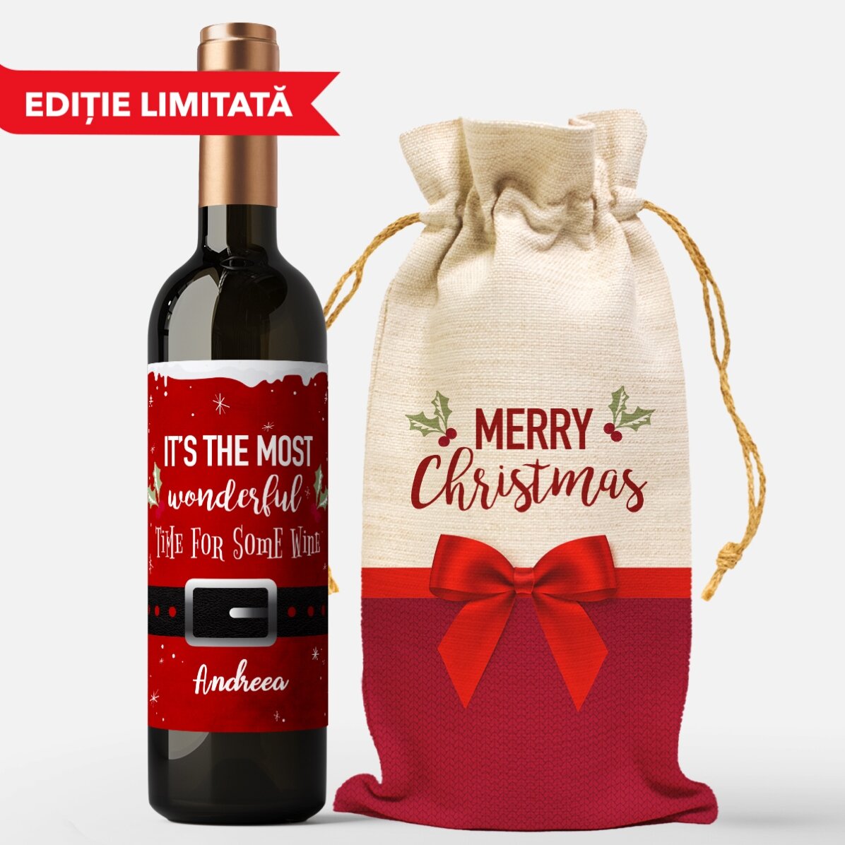 Set cadou cu vin personalizat - Wonderful time