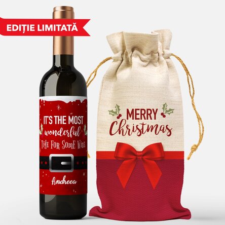 Set cadou cu vin personalizat - Wonderful time
