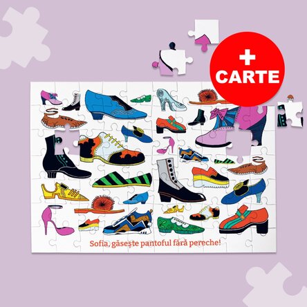 Set puzzle 28x19 cm și cartea Cum am devenit pantof regal