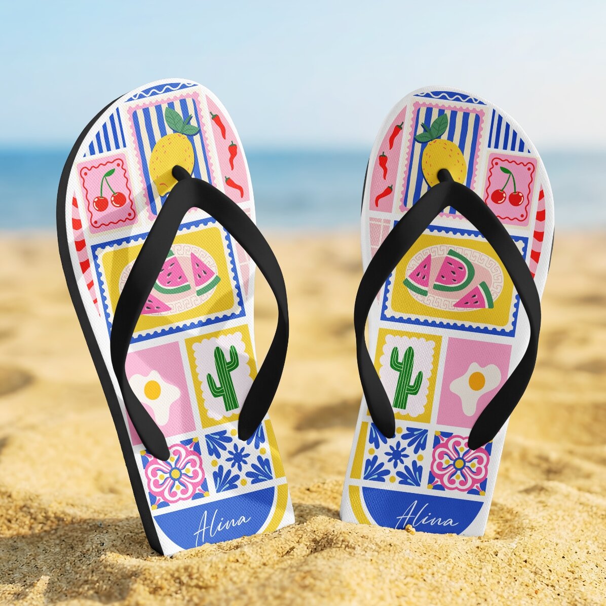 Șlapi personalizați cu nume - Summer