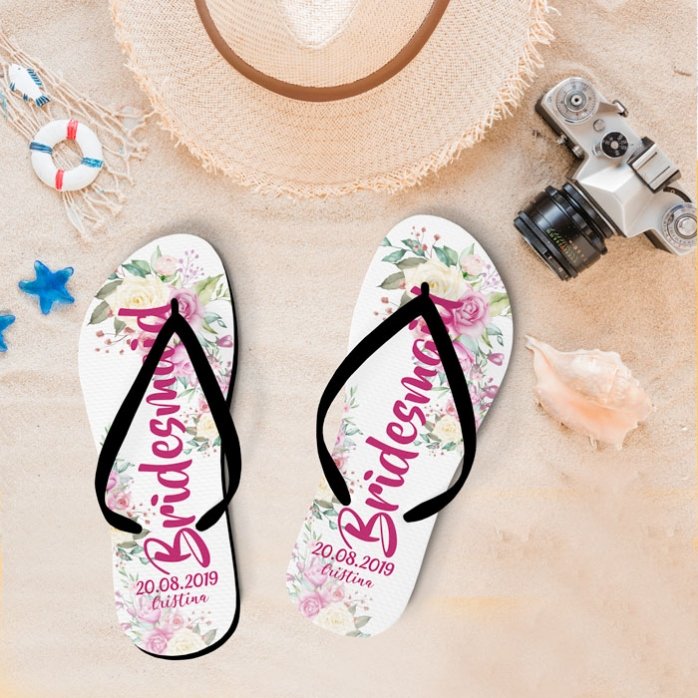 Șlapi personalizați cu text - Bridesmaid