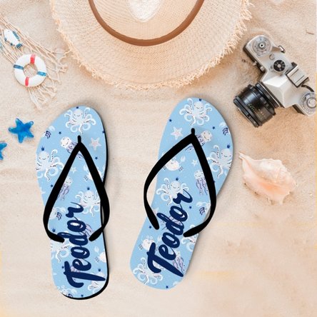 Șlapi personalizați pentru copii cu text - Jellyfish