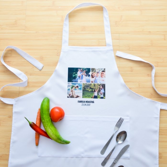 Șorț personalizat cu 4 poze și text