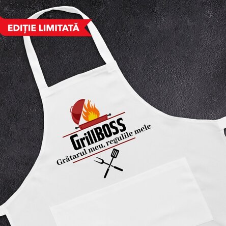 Șorț alb - GrillBOSS