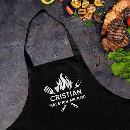 Șorț personalizat cu mesaj - Maestrul grătarelor