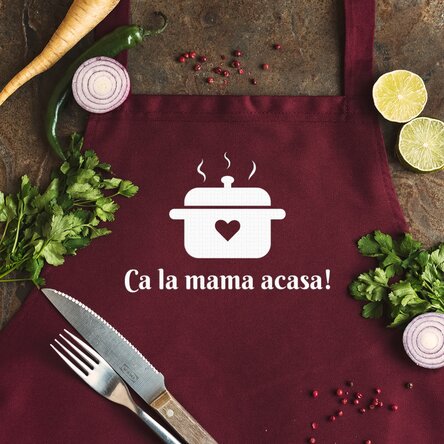 Șorț personalizat cu text - Ca la mama acasă!