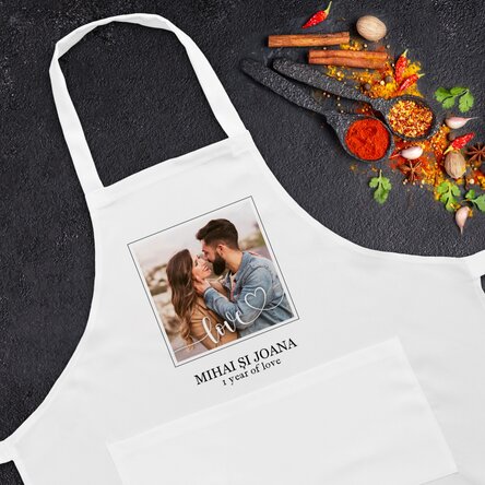 Șorț personalizat cu text și o poză - Love