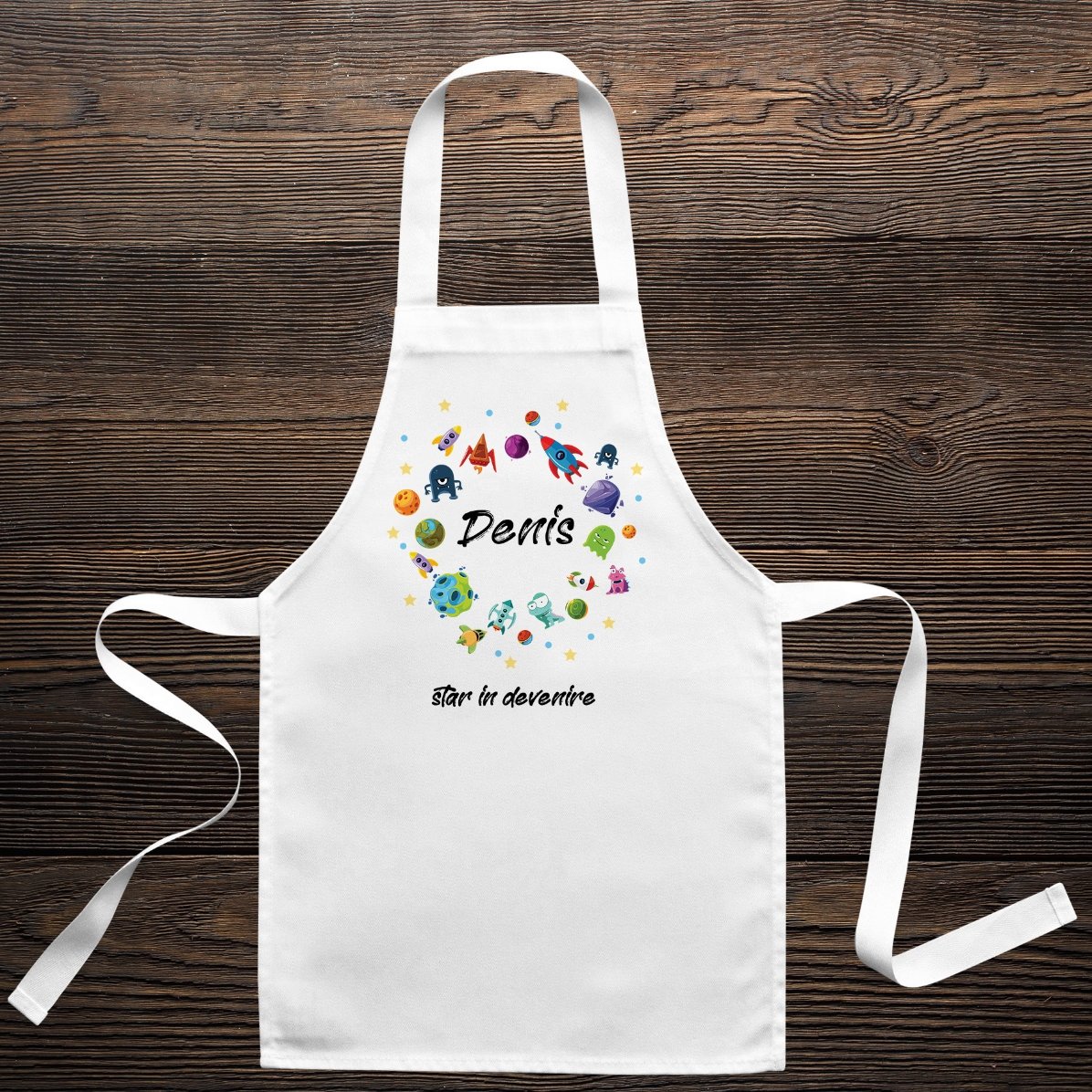 Șorț personalizat pentru copii cu text - Cosmos