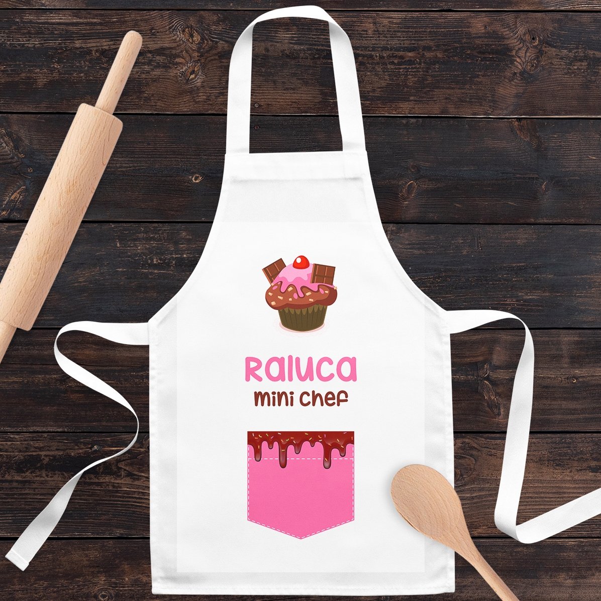 Șorț personalizat pentru copii cu text - Glazură