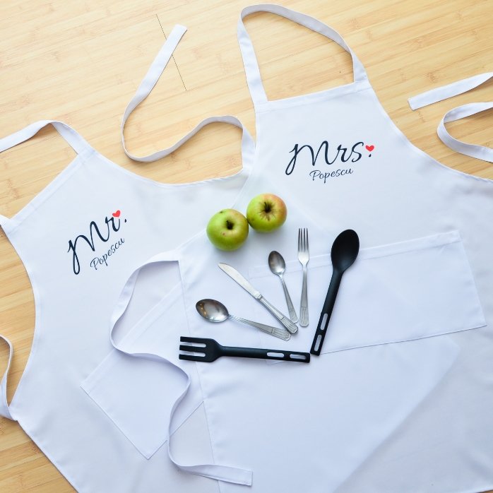 Șorțuri personalizat pentru cuplu - Mr & Mrs