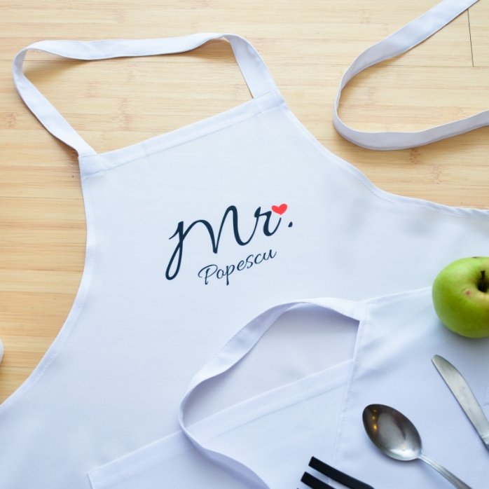 Șorțuri personalizat pentru cuplu - Mr & Mrs