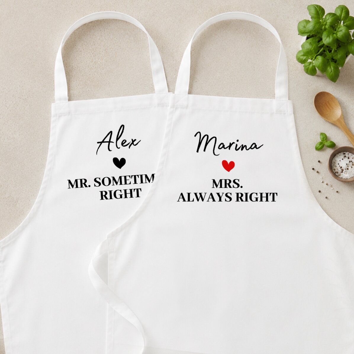 Șorțuri personalizat pentru cuplu - Mrs & Mr right