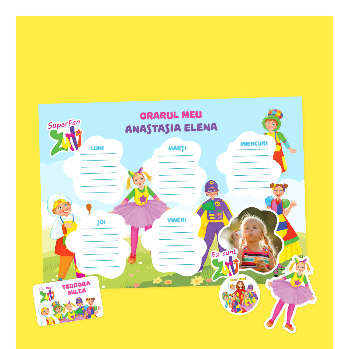 Stickere, etichete autoadezive și orare personalizate sub licență oficială Gașca Zurli