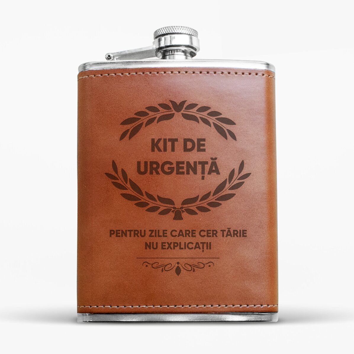 Sticlă de buzunar îmbrăcată în piele - Kit de urgență