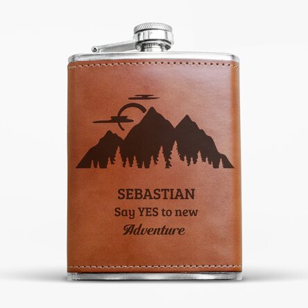 Sticlă de buzunar personalizată îmbrăcată în piele - Adventure time