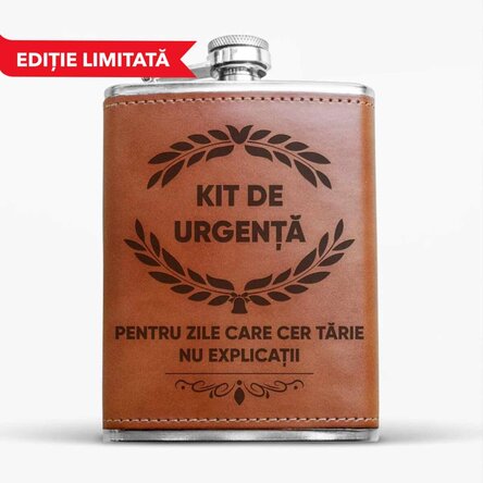 Sticlă de buzunar îmbrăcată în piele - Kit de urgență