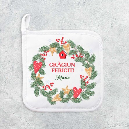 Suport oală fierbinte personalizat cu nume - Crăciun fericit!