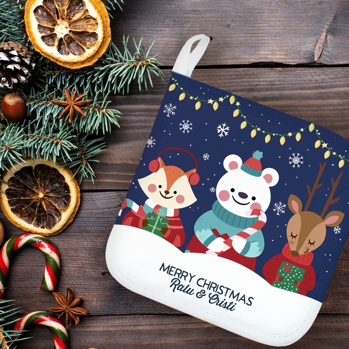 Suport oală fierbinte personalizat cu text - Christmas Night