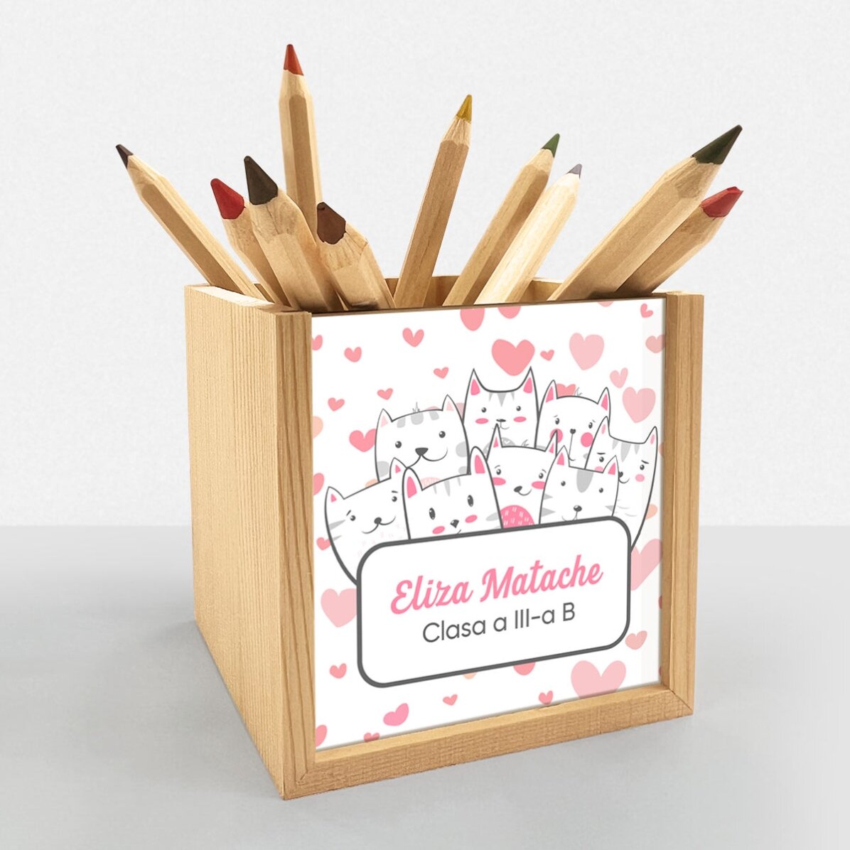 Suport pentru creioane personalizat cu mesaj - Kitty
