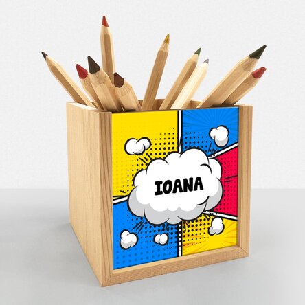 Suport pentru creioane personalizat cu nume - Comics