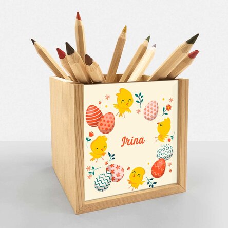 Suport pentru creioane personalizat cu nume - Pui