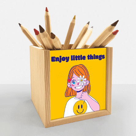 Suport pentru creioane personalizat cu text -Happy