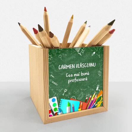 Suport pentru creioane personalizat cu text - Teacher